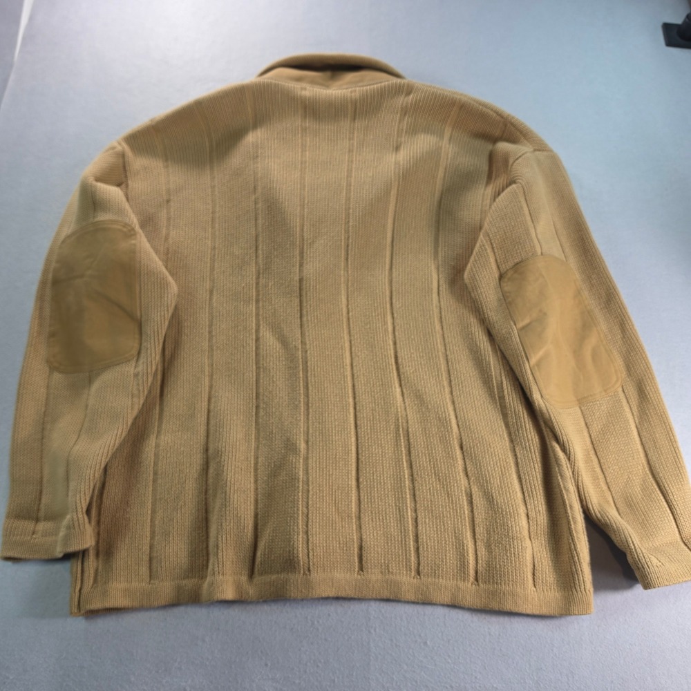 Orvis Vintage 90s Hawker Heavy Ribbed Knit Cardigan Sweater Elbow Patches Large - Picture 7 of 8